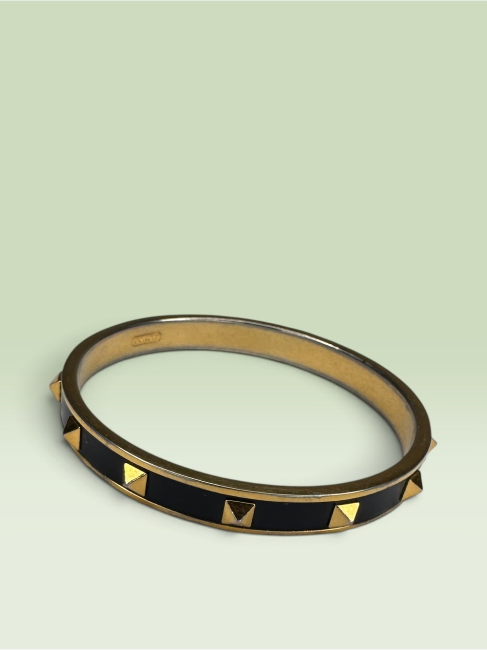 Coach Black and Gold Studded Enamel Bangle Bracelet